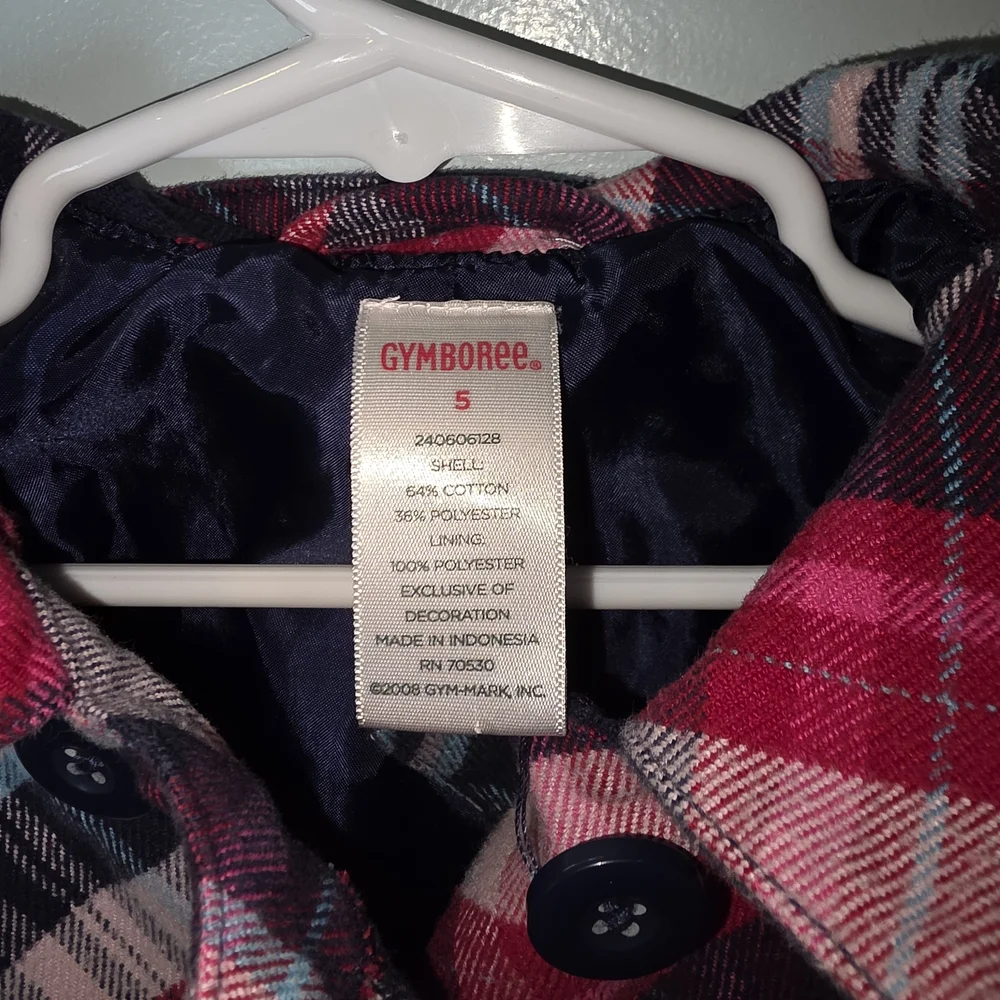 Gymboree Girls‎ Red, Pink, Blue Plaid Kids Pea Coat Size 5